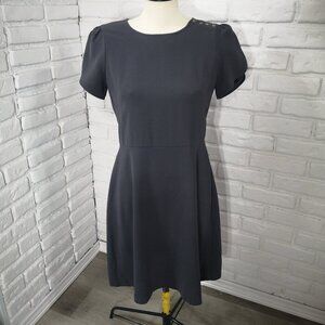 Loft Ladies Size 8 Dark Grey Fit & Flare Back Zip Dress